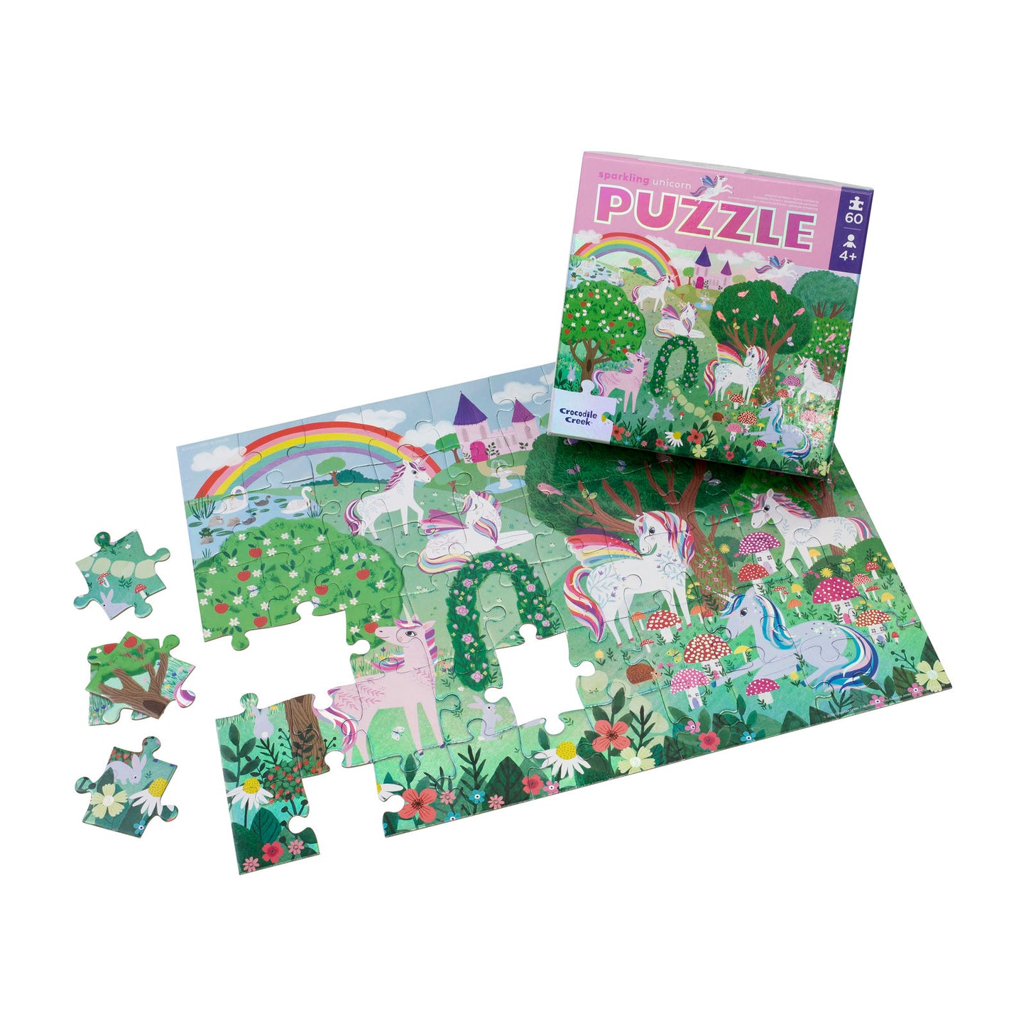 Crocodile Creek Foil Puzzle 60 pc - Sparkling Unicorn
