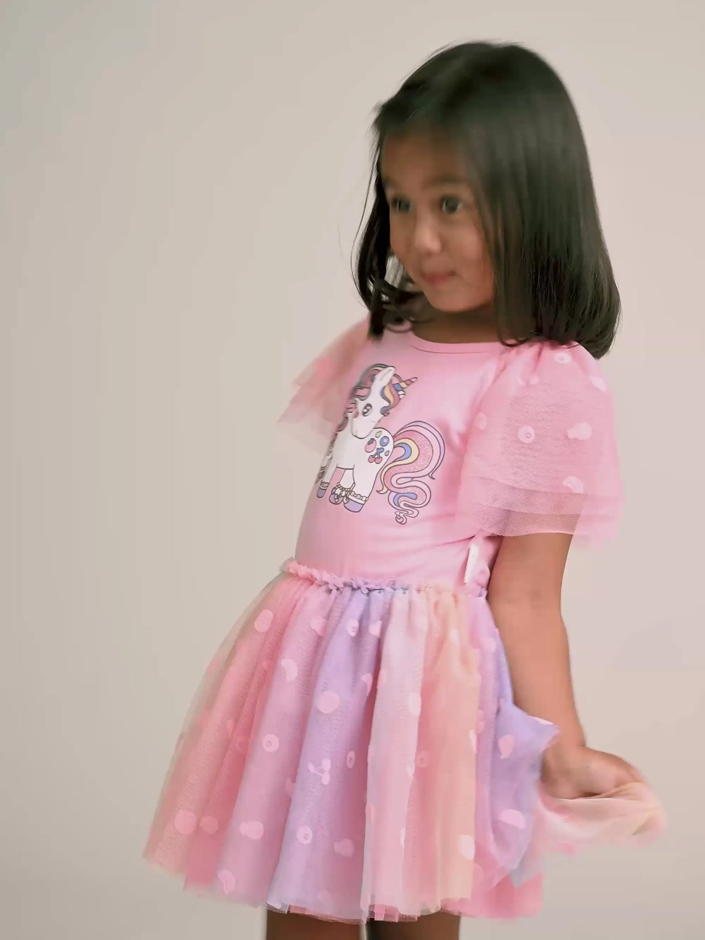 Huxbaby Rainbow Unicorn Tulle Dress