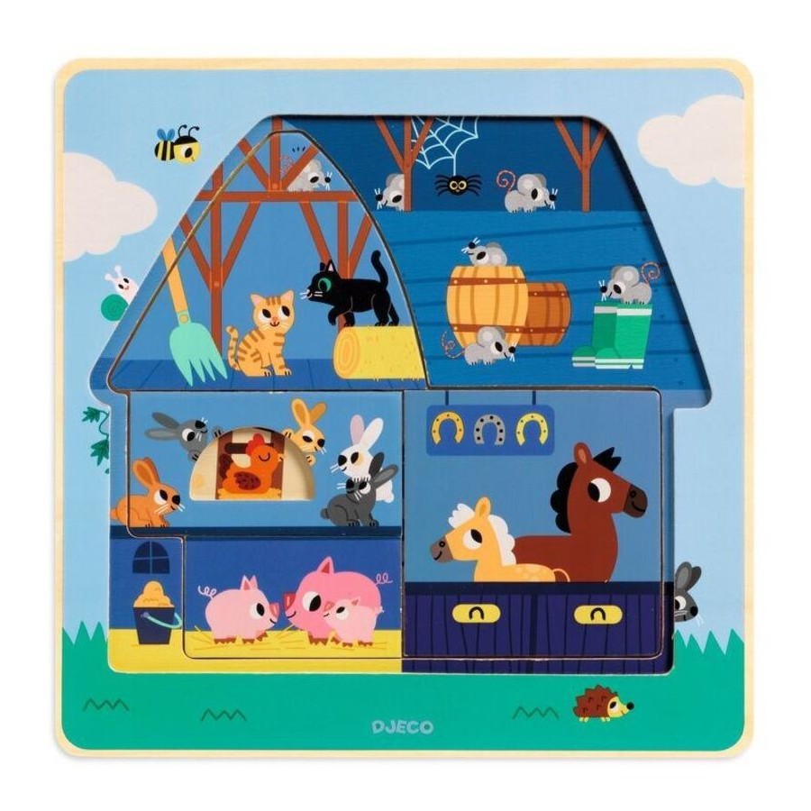 Djeco Chez Moo 3 Layer Wooden Puzzle