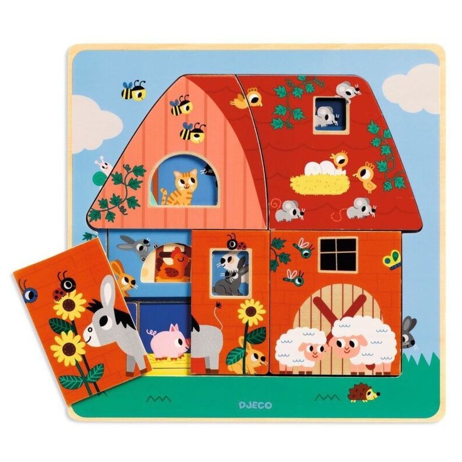 Djeco Chez Moo 3 Layer Wooden Puzzle