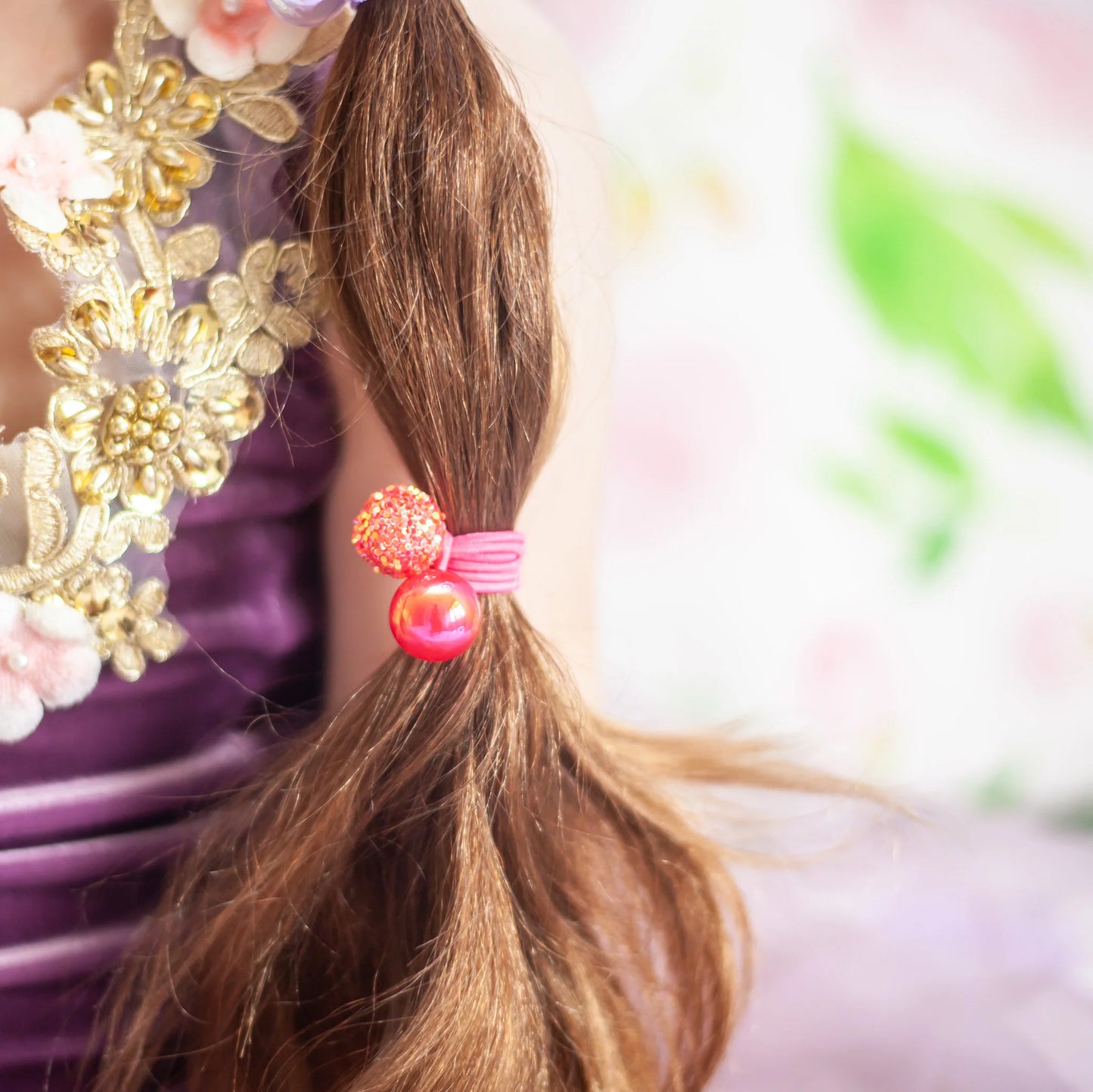 Mon Coco Sparkle Gem Hair Bobbles - Hot Pink