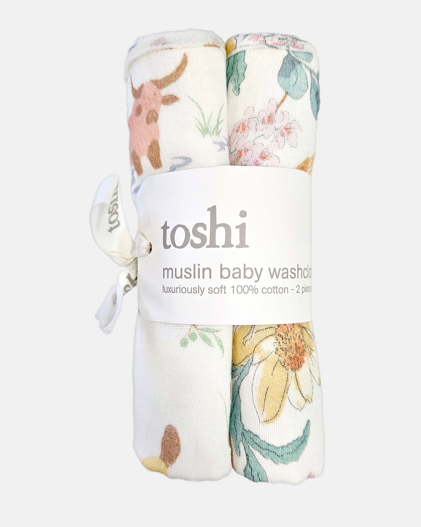 Toshi Baby Washcloth Muslin-2pcs Waratah Dawn