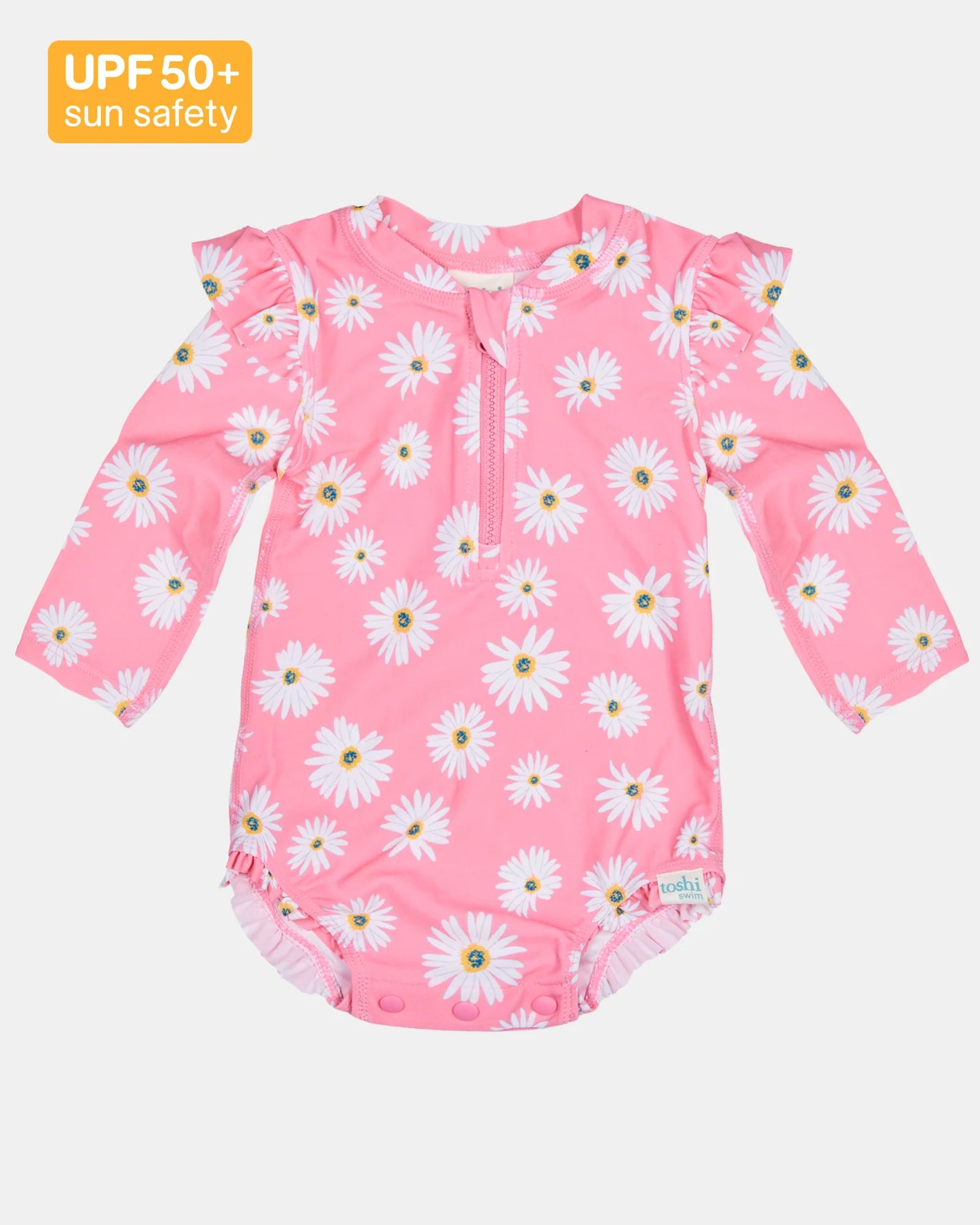 Toshi Swim Onesie L/S Ripple Daisy Watermelon