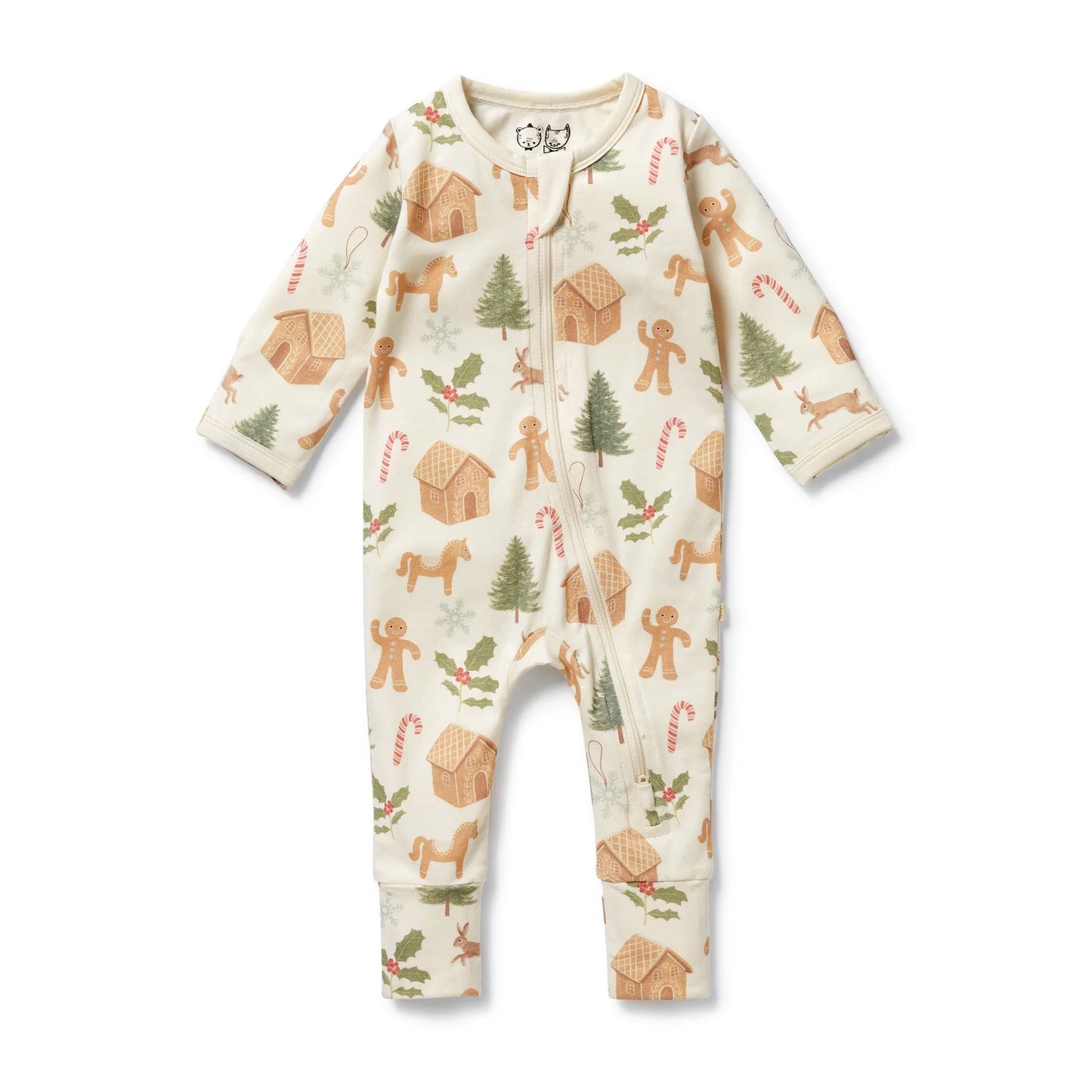 Wilson & Frenchy Holly Jolly Magic Organic Zipsuit with Feet