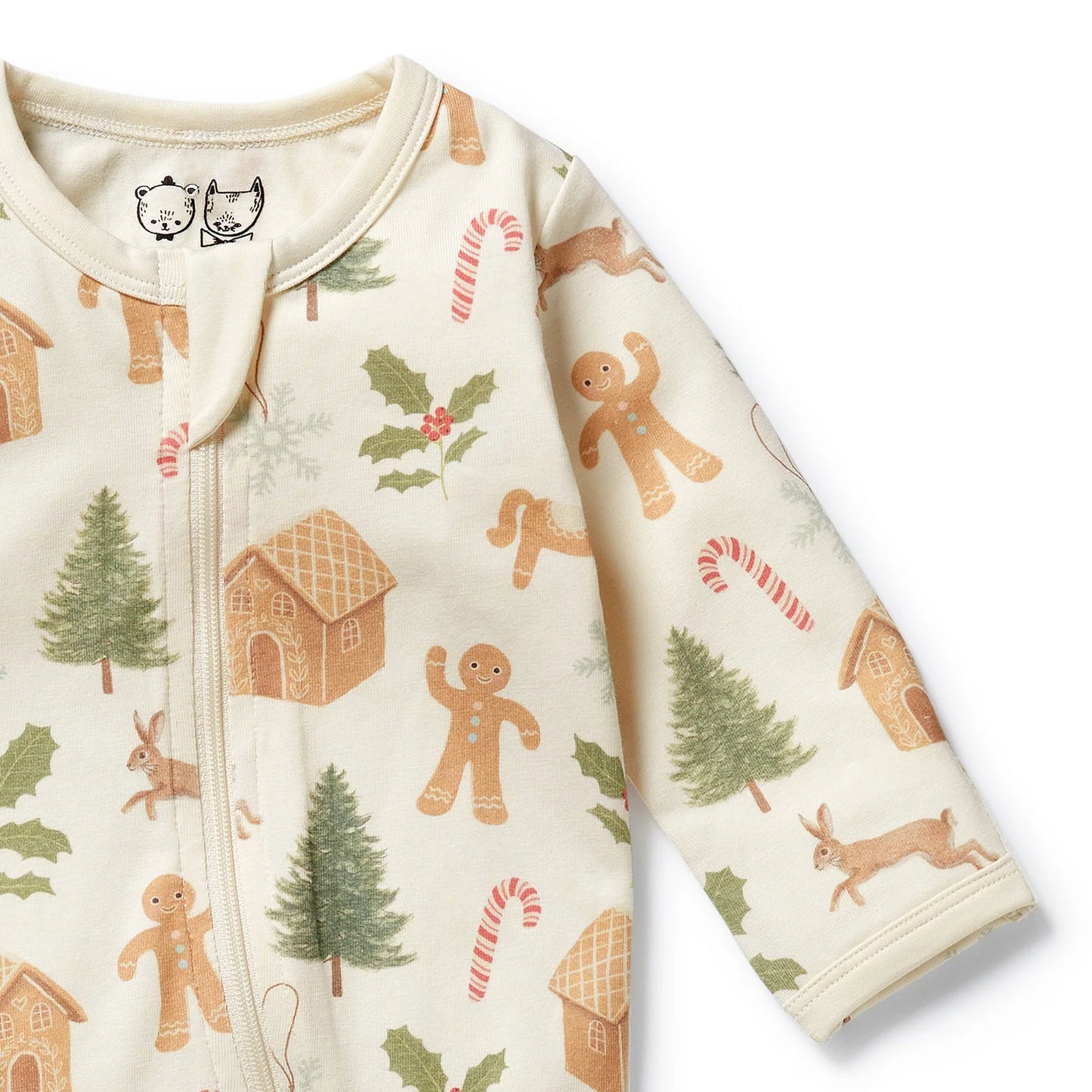 Wilson & Frenchy Holly Jolly Magic Organic Zipsuit with Feet