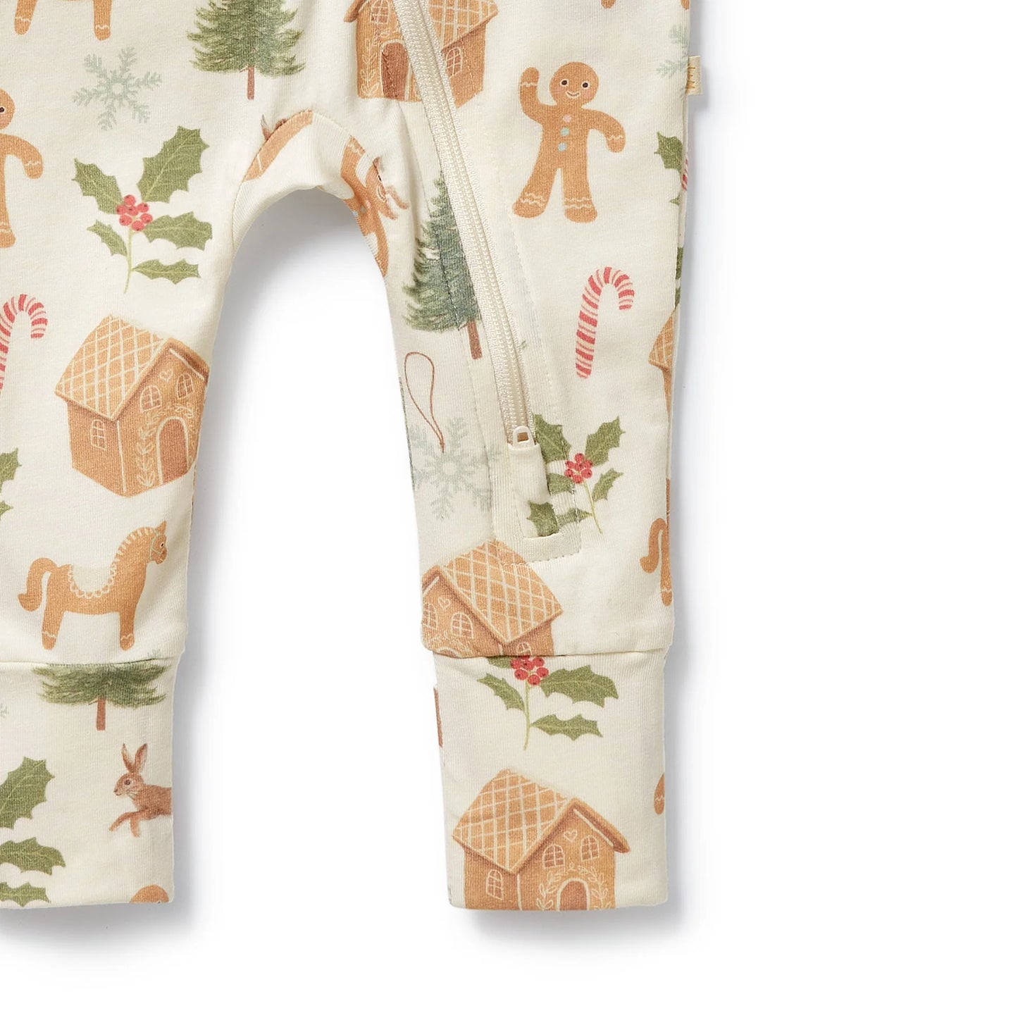 Wilson & Frenchy Holly Jolly Magic Organic Zipsuit with Feet