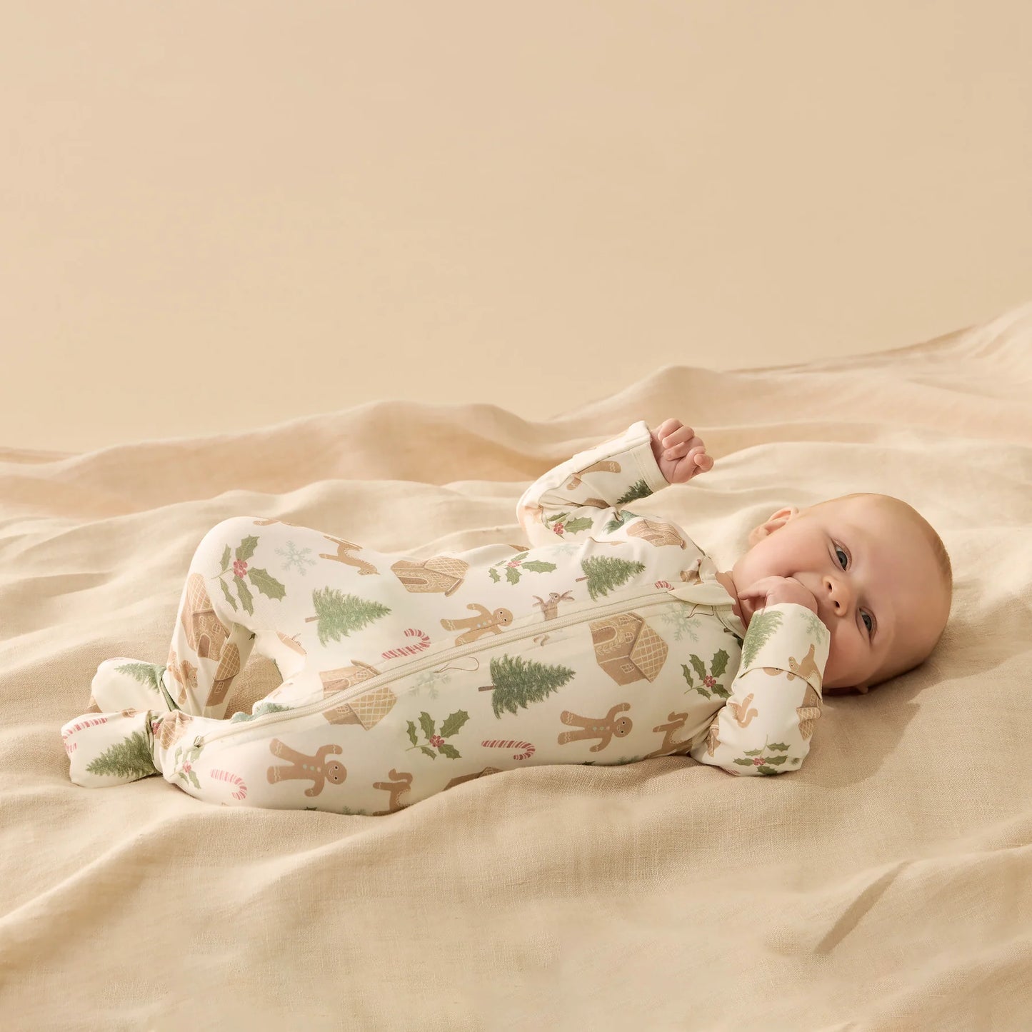 Wilson & Frenchy Holly Jolly Magic Organic Zipsuit with Feet