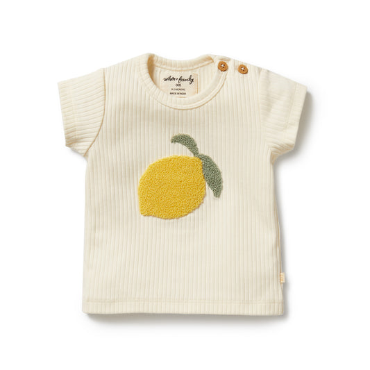 Wilson & Frenchy Lemon Leaf Embroidered Organic Tee