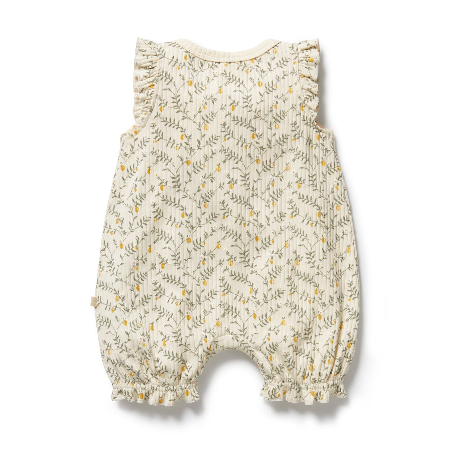 Wilson & Frenchy Lemon Leaf Organic Ruffle Zipsuit