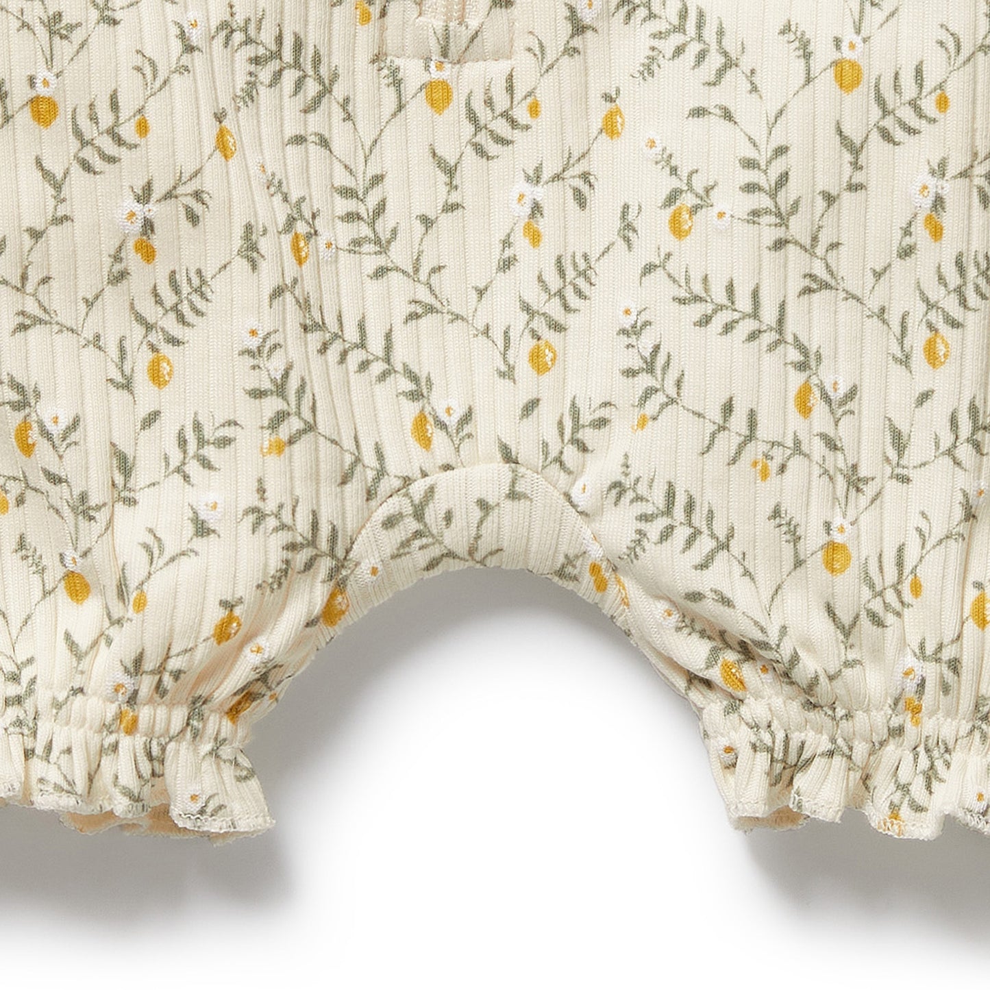 Wilson & Frenchy Lemon Leaf Organic Ruffle Zipsuit