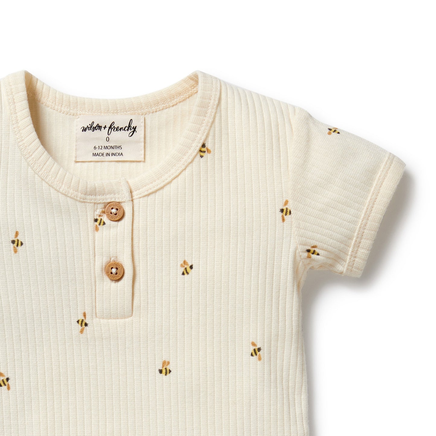 Wilson & Frenchy Bee Mine Organic Henley Bodysuit