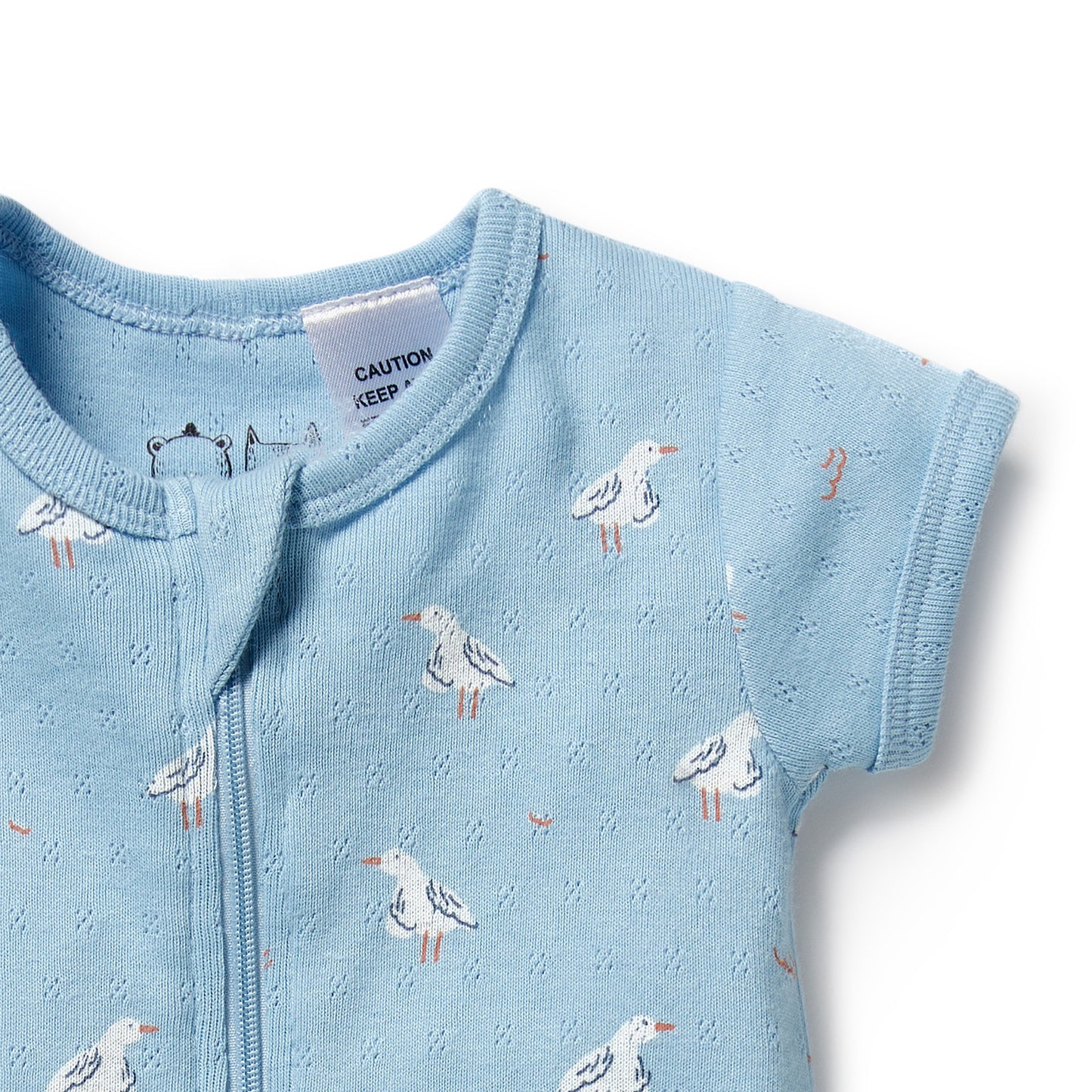 Wilson & Frenchy Sunny Seagulls Organic Pointelle Boyleg Zipsuit