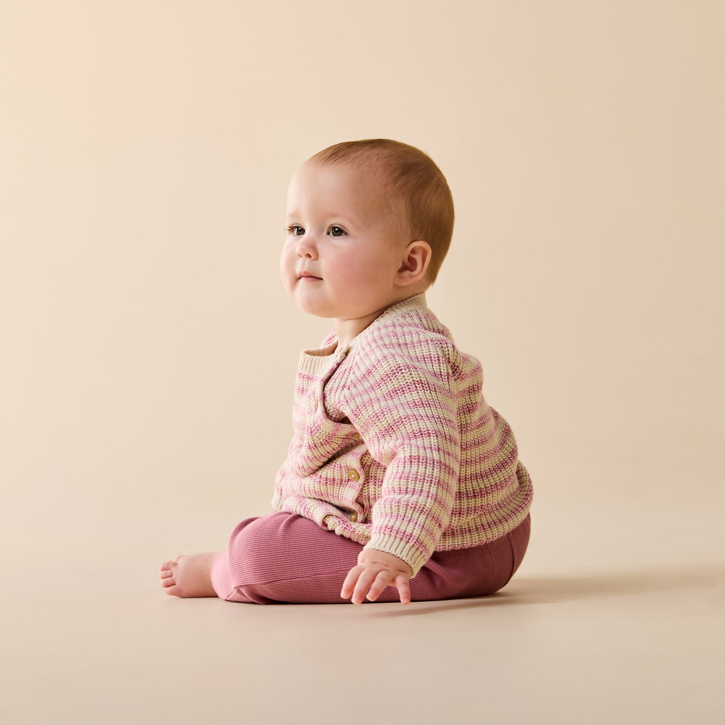 Wilson and Frenchy Rhubarb and Cream Organic Knitted Stripe Kimono Cardigan
