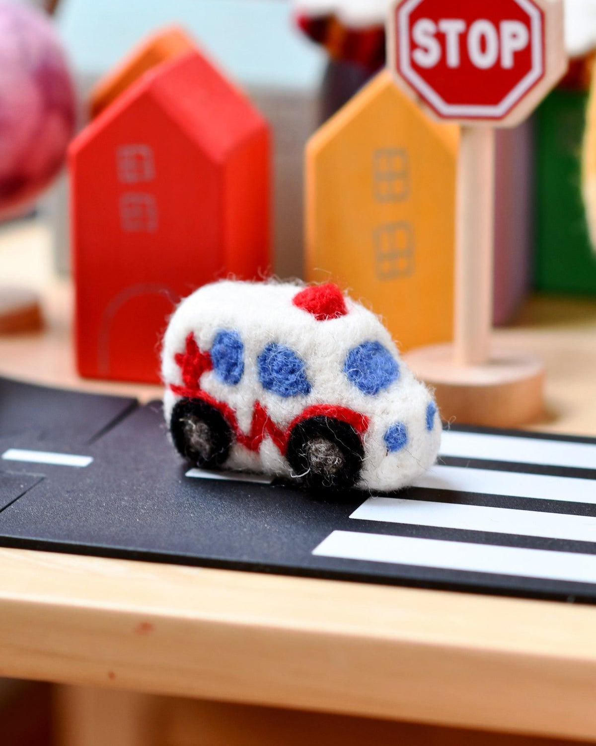 Tara Treasures Felt White Ambulance Toy