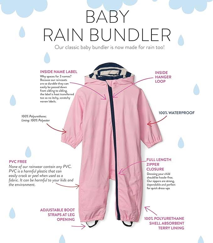 Hatley Pink Terry Lined Rain Bundler 2-3 years