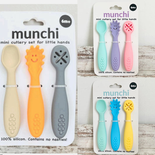 Munchi Mini Silicone Cutlery Set - Assorted Colours