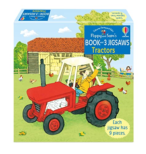 Usborne Book and 3 Puzzles- Tractors