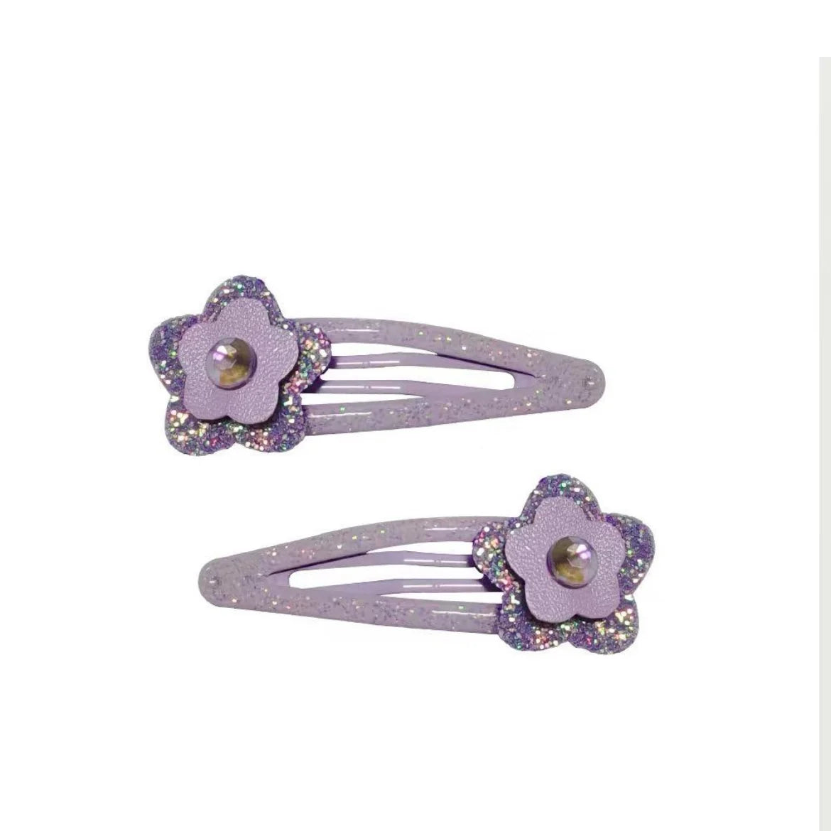 Lauren Hinkley Purple Glitter Flower Hair Clips