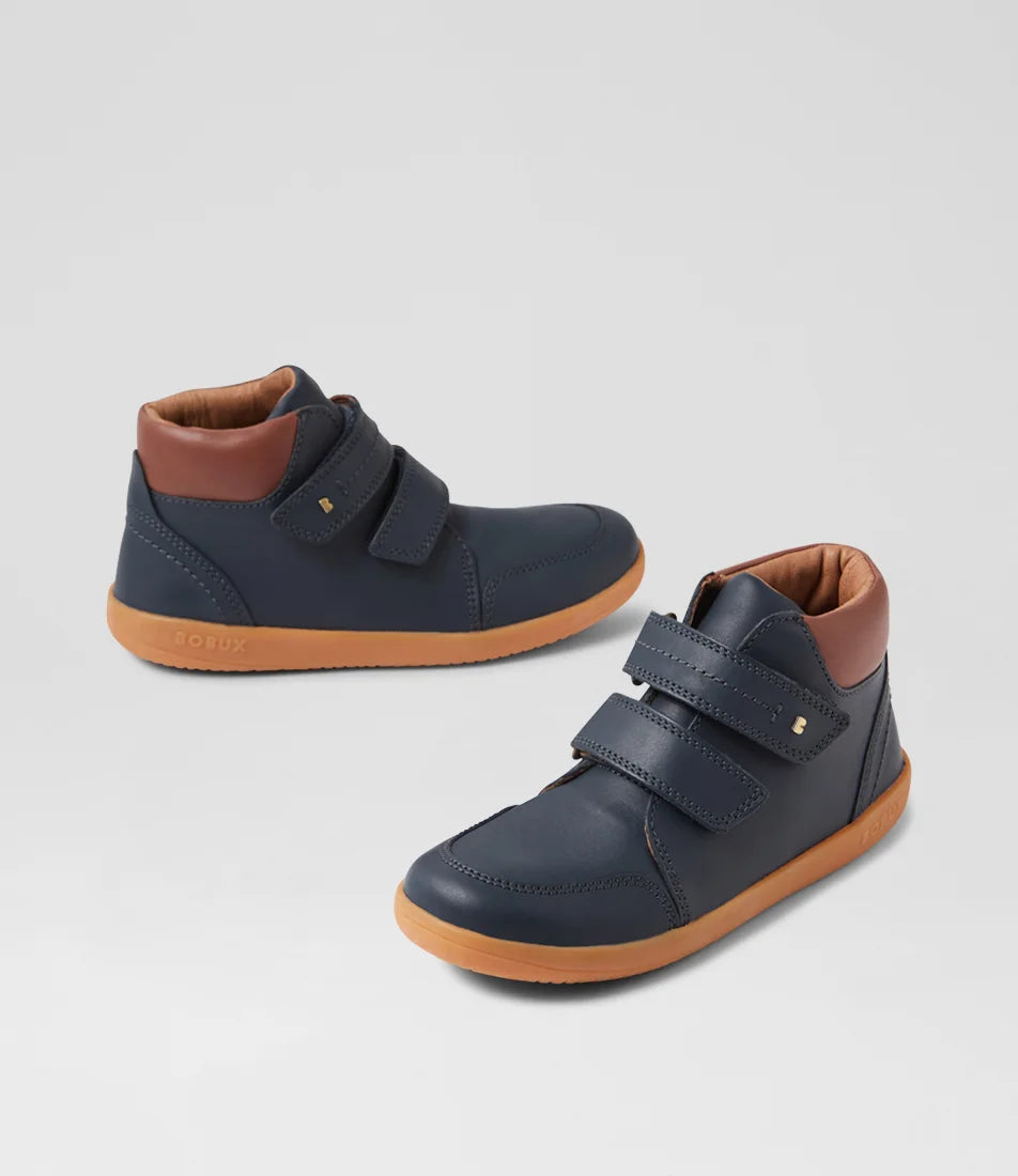 Bobux Kids Plus Timber Junior Navy Leather Ankle Boots