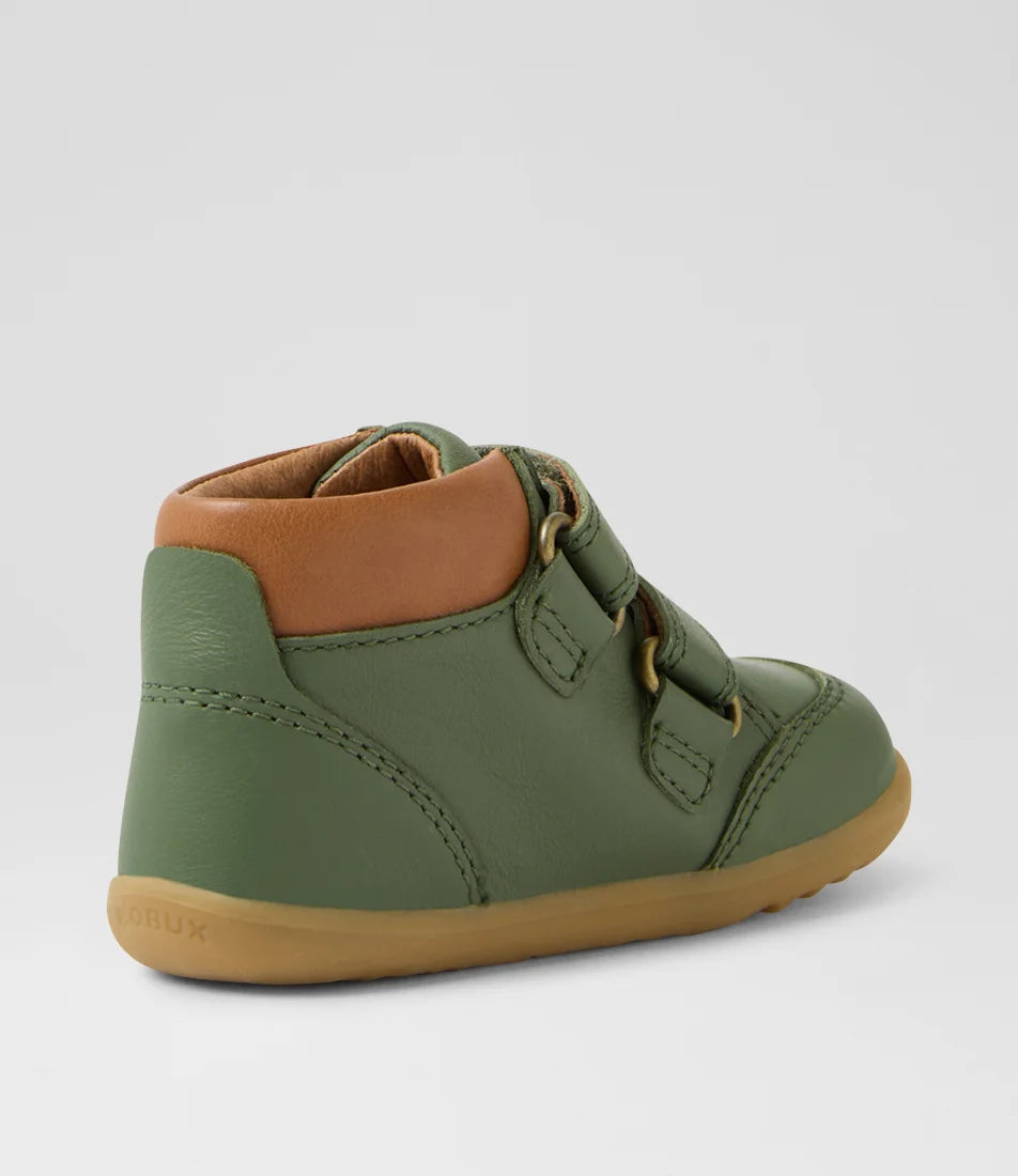Bobux Step Up Timber Infant Bronze Green Leather Ankle Boots
