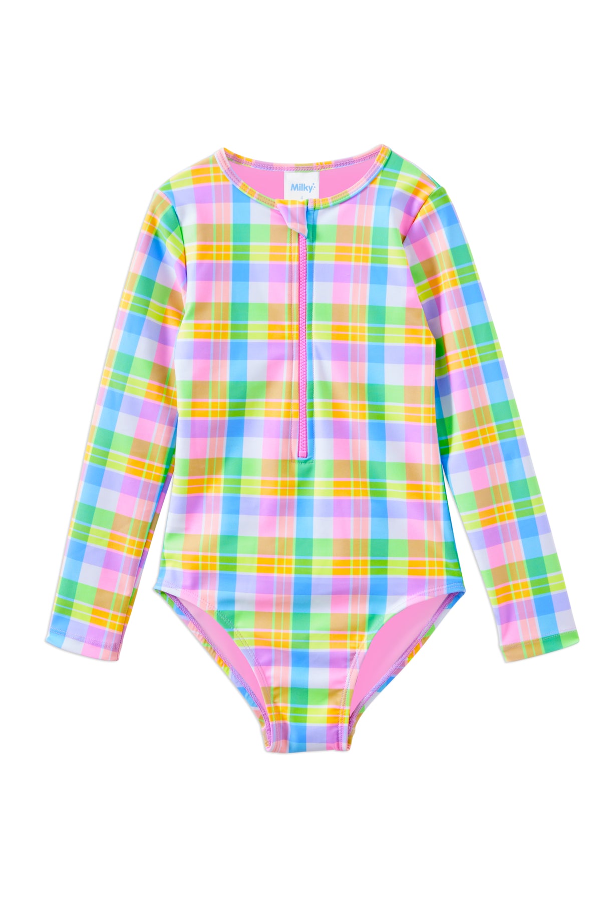 Milky Carnival Check Longsleeve Swimsuit