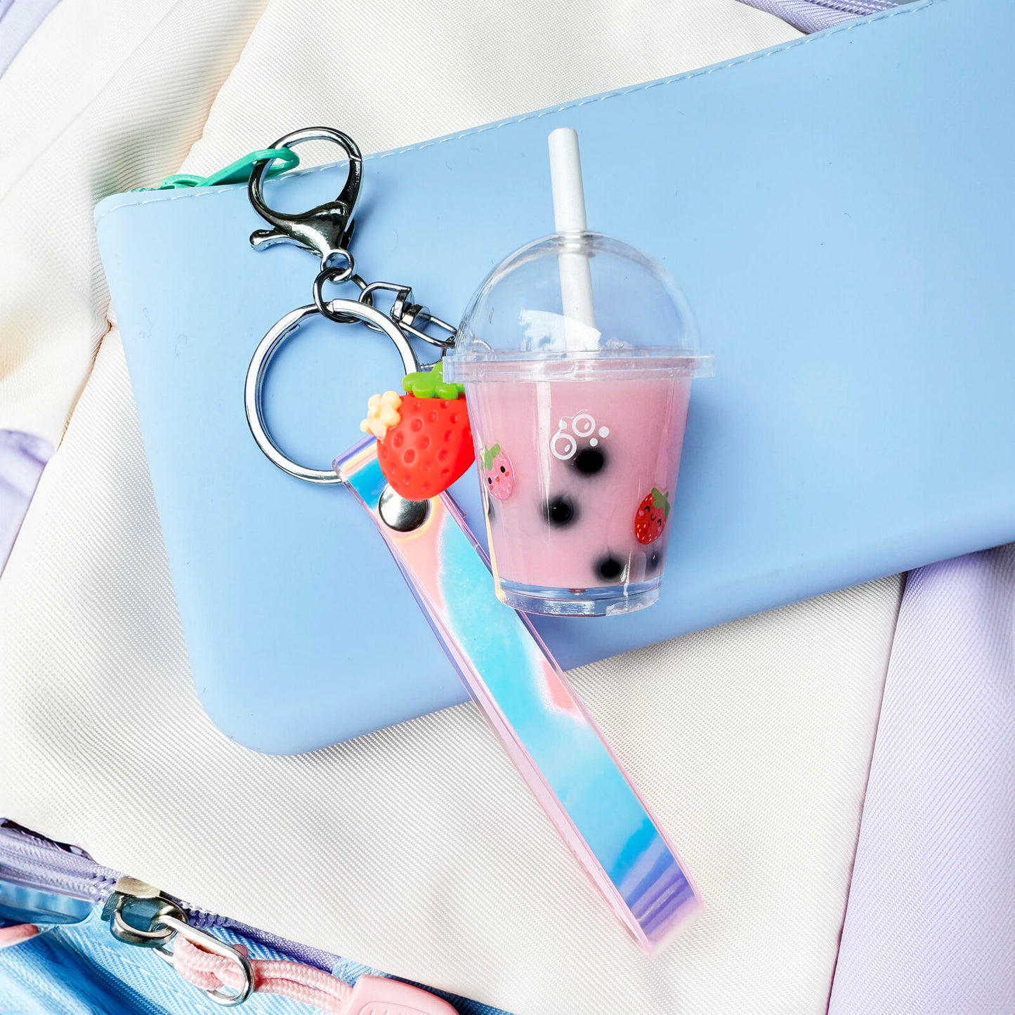 Tiger Tribe Bag Charm Kit - Strawberry Bubble Tea