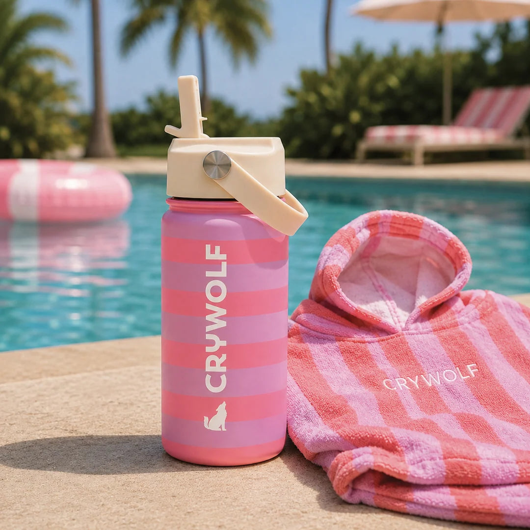 Crywolf Drink Bottle (400ml) Flamingo Stripe