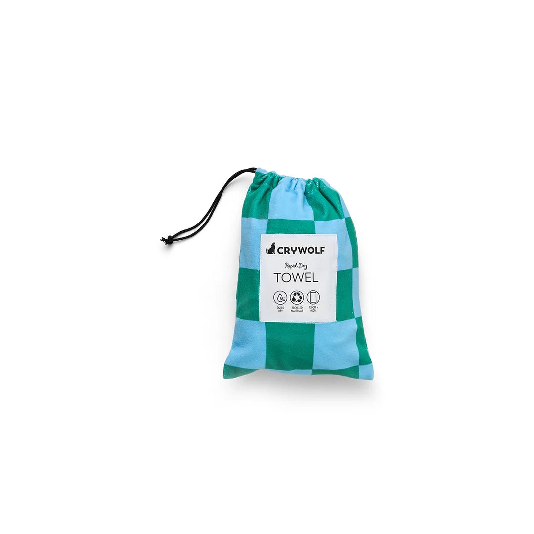 Crywolf Rapid Dry Towel Sea Green Check