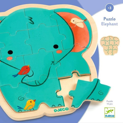 Djeco Elephant Wooden Puzzle 14pc