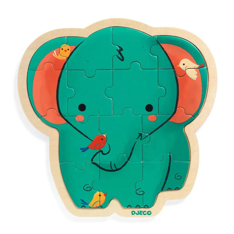 Djeco Elephant Wooden Puzzle 14pc