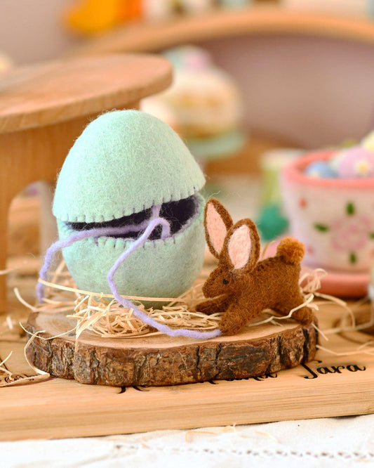 Tara Treasures Felt Surprise Egg with Brown Bunny Inside