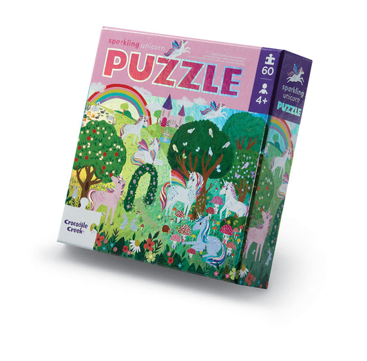 Crocodile Creek Foil Puzzle 60 pc - Sparkling Unicorn