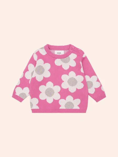 Huxbaby Raspberry Daisy Knit Jumper