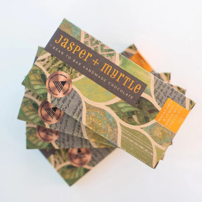 Jasper and Myrtle - Lemon Myrtle and Macadamia Milk Chocolate (70g)