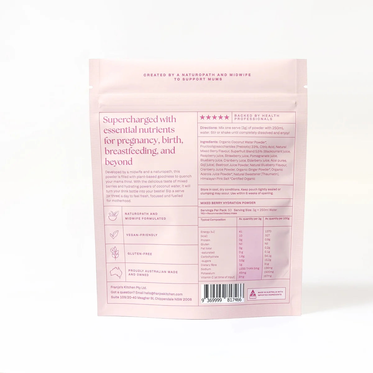 Franjo's Kitchen Motherhood Hydration Powder - Mixed Berry