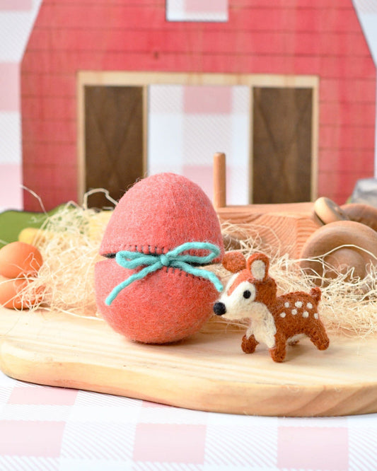 Tara Treasures Felt Surprise Egg with Deer Inside