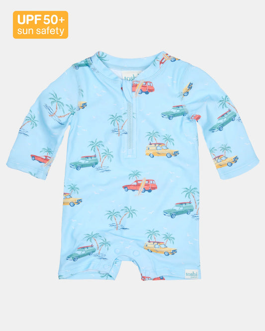 Toshi Swim Onesie L/S Splash Swell Seekers Sky