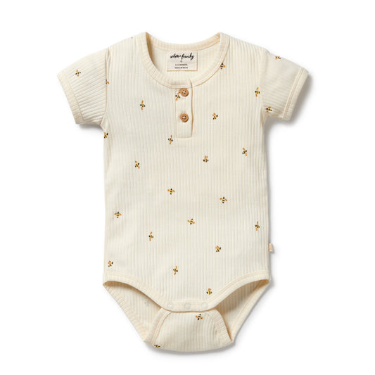 Wilson & Frenchy Bee Mine Organic Henley Bodysuit