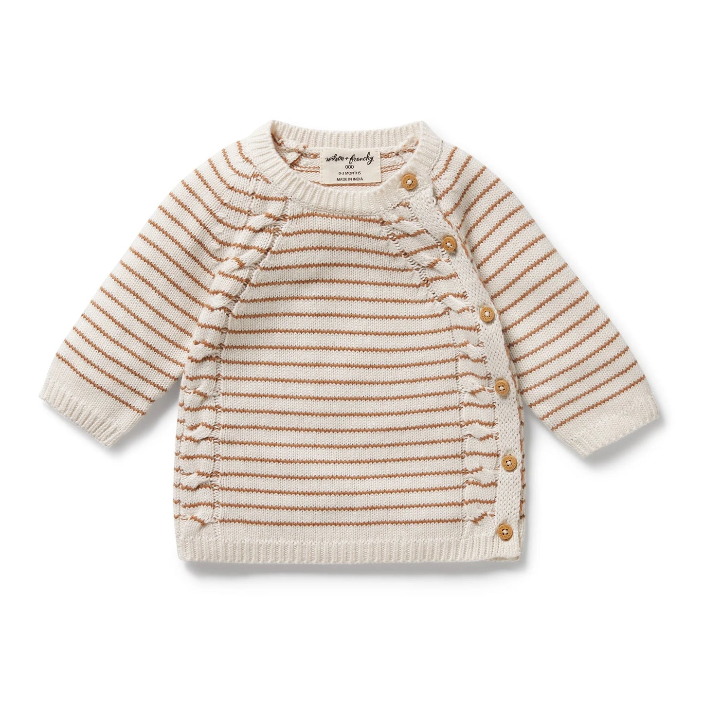 Wilson & Frenchy Cinnamon Stripe Organic Knitted Kimono Cardigan