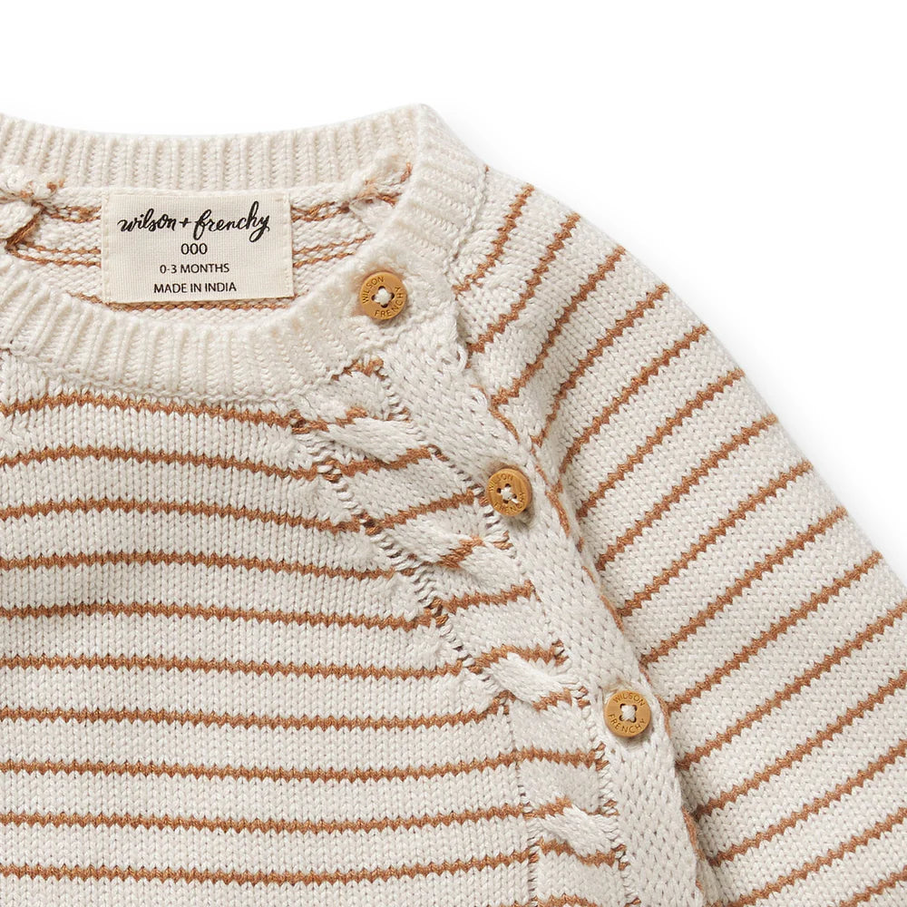 Wilson & Frenchy Cinnamon Stripe Organic Knitted Kimono Cardigan