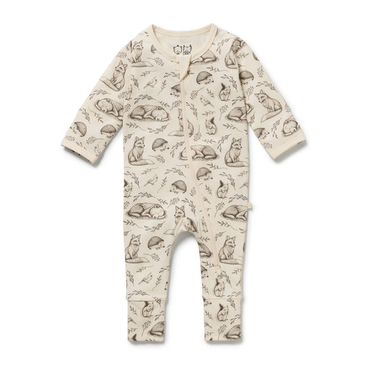 Wilson and Frenchy Foxglove Forest Organic Zipsuit with Feet