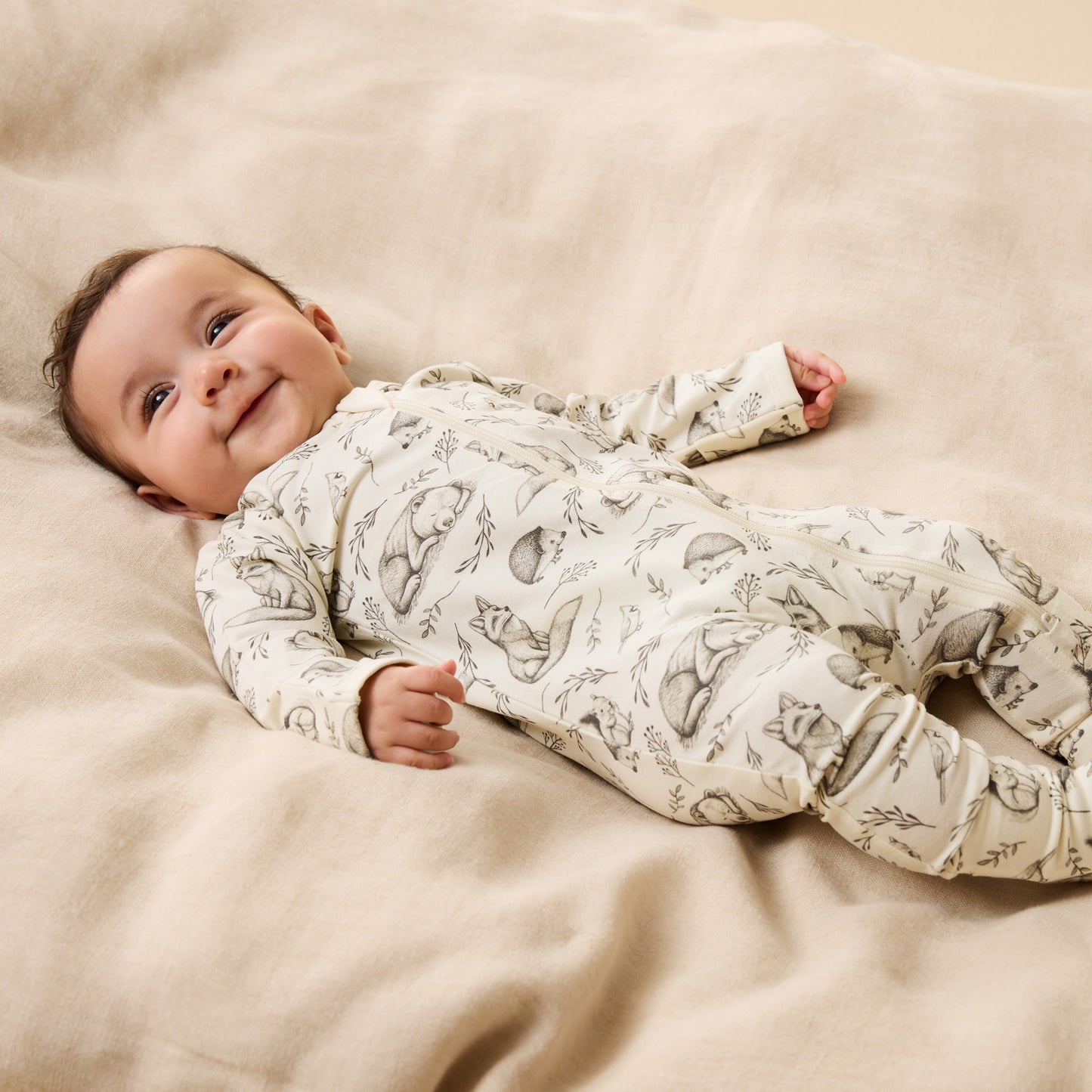 Wilson and Frenchy Foxglove Forest Organic Zipsuit with Feet