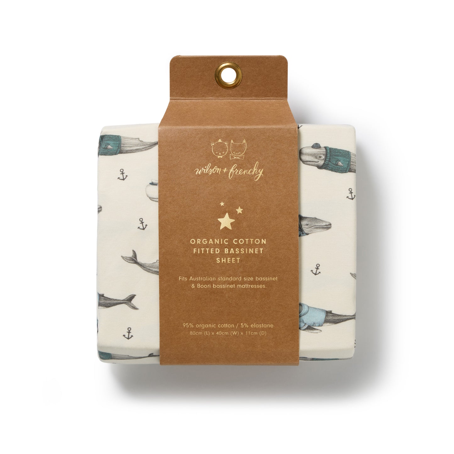 Wilson and Frenchy Woolly Whales Organic Bassinet Sheet