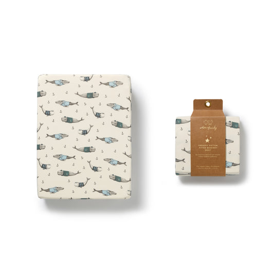 Wilson and Frenchy Woolly Whales Organic Bassinet Sheet