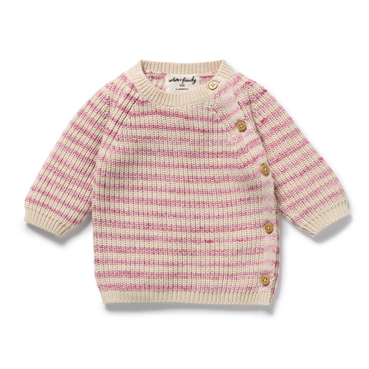Wilson and Frenchy Rhubarb and Cream Organic Knitted Stripe Kimono Cardigan