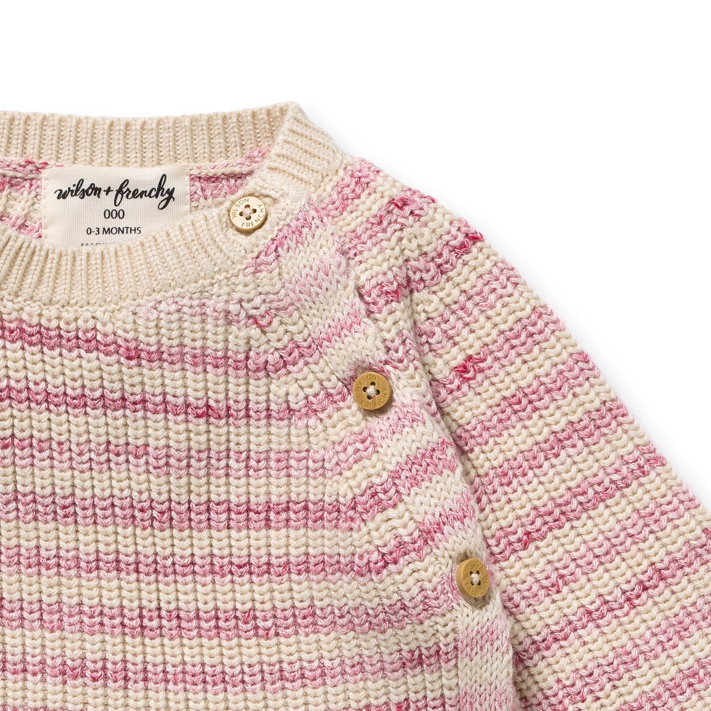 Wilson and Frenchy Rhubarb and Cream Organic Knitted Stripe Kimono Cardigan