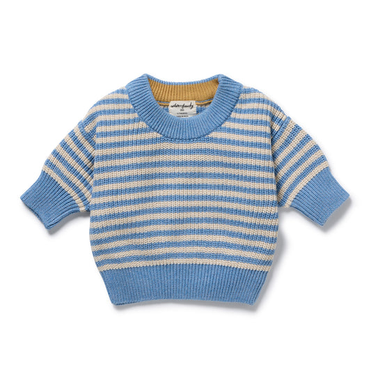 Wilson and Frenchy Frosted Blue Organic Knitted Stripe Jumper