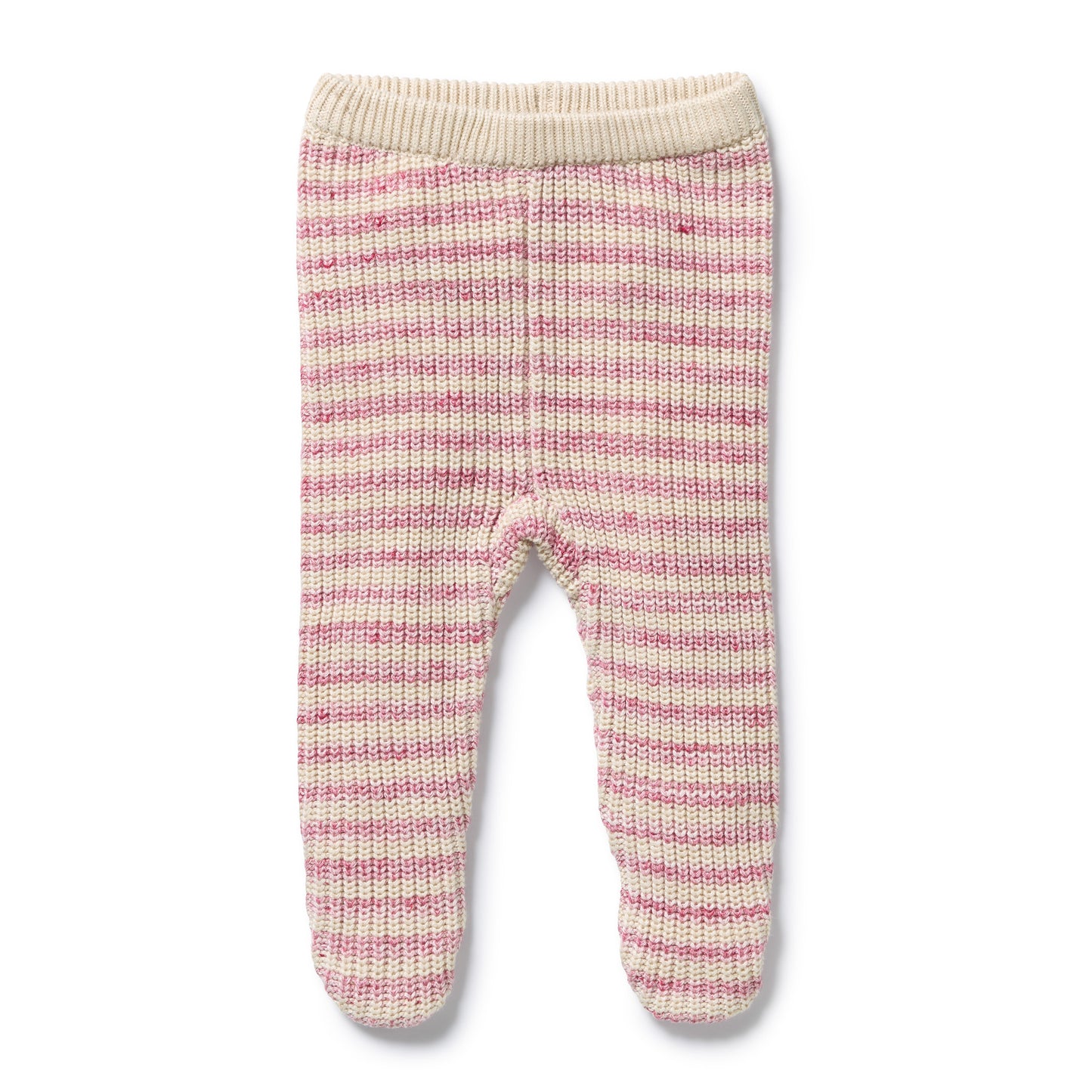 Wilson and Frenchy Rhubarb and Cream Organic Knitted Stripe Legging with Feet