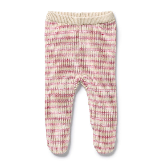 Wilson and Frenchy Rhubarb and Cream Organic Knitted Stripe Legging with Feet