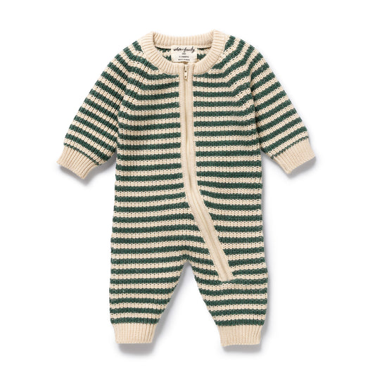 Wilson and Frenchy Clover Organic Knitted Stripe Growsuit